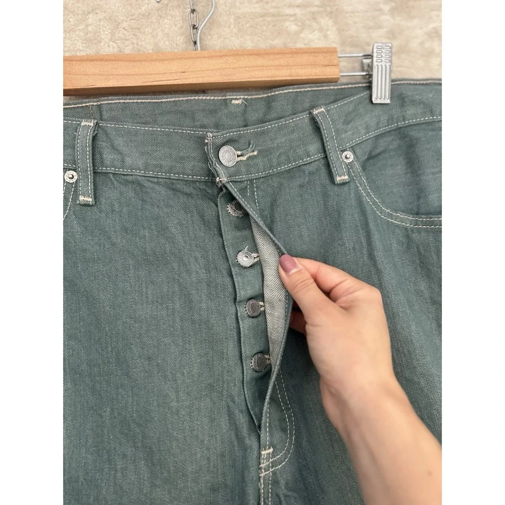 Levi's 501XX Sage Green Teal Denim Jeans Men's 38x32 Rare‎ Blank Red Tab